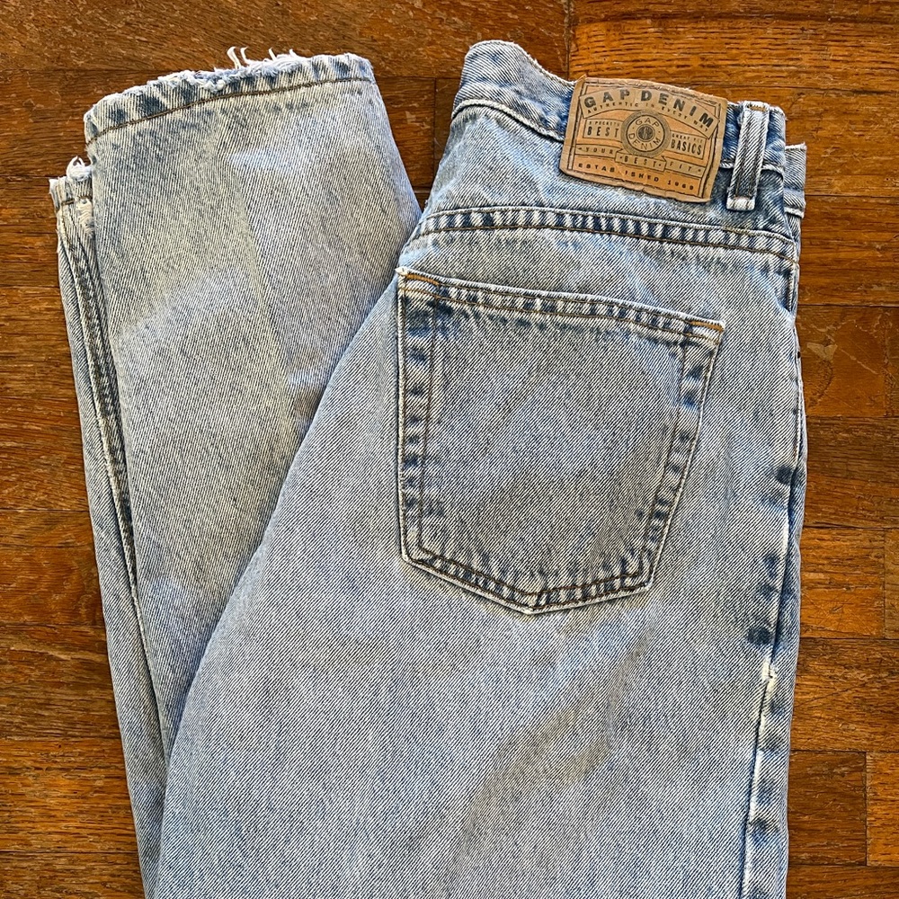 Vintage 90s Gap Reverse Fit Mom Jeans 10 Womens Ankle High Waist Light Wash USA
